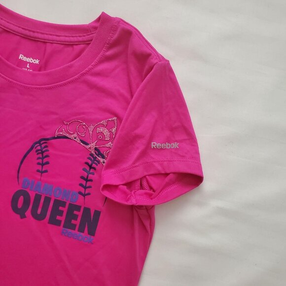 Reebok Girls Diamond Queen Pink Play Dry Crew Neck Short Sleeve T-Shirt L 12-14 - Picture 4 of 12